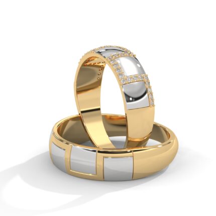 Yellow & White Square Couple Band For Man