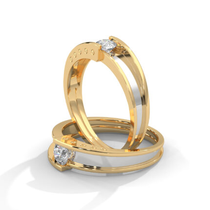 Classic Solitaire round Diamond Couple Band For Women