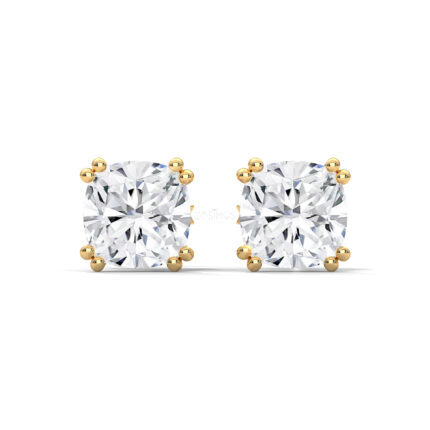 Glossy Cushion Cut solitaire Studs.