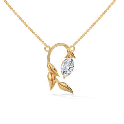 Fine Leaves Marquise solitaire Diamond Necklace