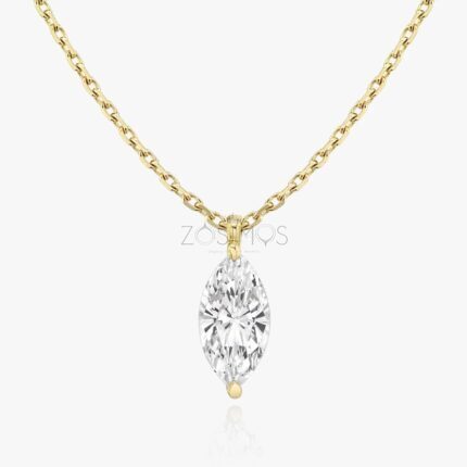 1.0 CT Vertical Marquise Solitaire Diamond Necklace